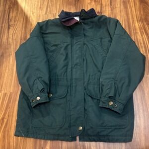 Allegheny Trail Mens Large Green Plaid Lined Field Jacket Utility Parka Vintage